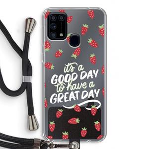 CaseCompany Don't forget to have a great day: Samsung Galaxy M31 Transparant Hoesje met koord