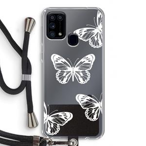 CaseCompany White butterfly: Samsung Galaxy M31 Transparant Hoesje met koord