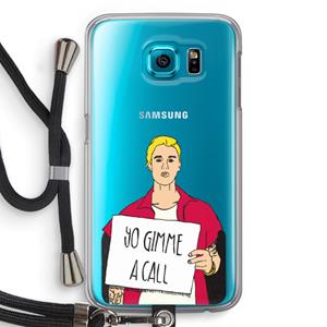 CaseCompany Gimme a call: Samsung Galaxy S6 Transparant Hoesje met koord