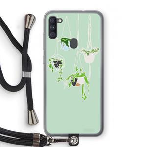 CaseCompany Hang In There: Samsung Galaxy A11 Transparant Hoesje met koord