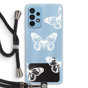 CaseCompany White butterfly: Samsung Galaxy A52 Transparant Hoesje met koord