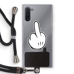 CaseCompany Middle finger white: Samsung Galaxy Note 10 Transparant Hoesje met koord