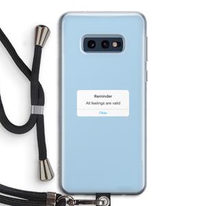 CaseCompany Reminder: Samsung Galaxy S10e Transparant Hoesje met koord