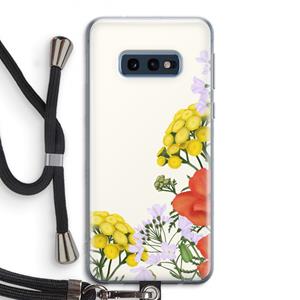 CaseCompany Wilde bloemen: Samsung Galaxy S10e Transparant Hoesje met koord