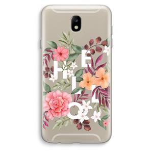 CaseCompany Hello in flowers: Samsung Galaxy J7 (2017) Transparant Hoesje