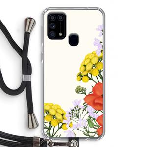 CaseCompany Wilde bloemen: Samsung Galaxy M31 Transparant Hoesje met koord