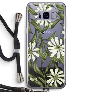 CaseCompany Wit bloemenpatroon: Samsung Galaxy S8 Transparant Hoesje met koord