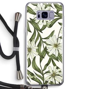 CaseCompany Wit bloemenpatroon: Samsung Galaxy S8 Transparant Hoesje met koord