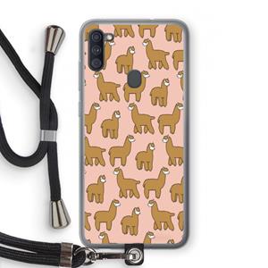 CaseCompany Alpacas: Samsung Galaxy A11 Transparant Hoesje met koord