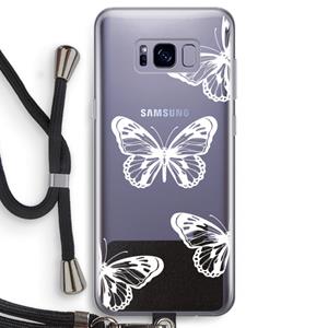 CaseCompany White butterfly: Samsung Galaxy S8 Transparant Hoesje met koord