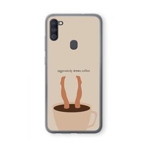 CaseCompany Aggressively drinks coffee: Samsung Galaxy A11 Transparant Hoesje