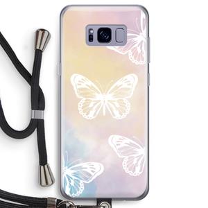 CaseCompany White butterfly: Samsung Galaxy S8 Transparant Hoesje met koord