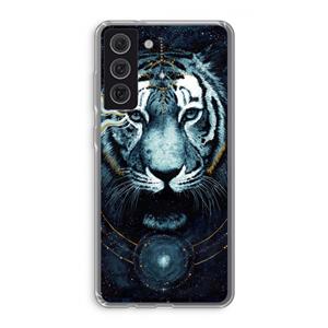 CaseCompany Darkness Tiger: Samsung Galaxy S21 FE Transparant Hoesje