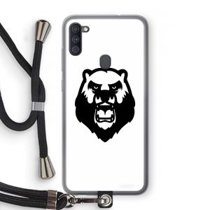 CaseCompany Angry Bear (white): Samsung Galaxy A11 Transparant Hoesje met koord