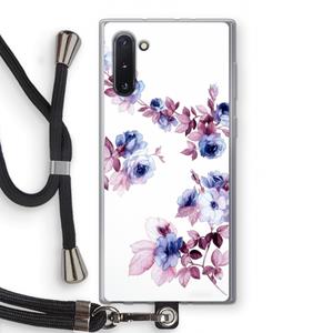 CaseCompany Waterverf bloemen: Samsung Galaxy Note 10 Transparant Hoesje met koord