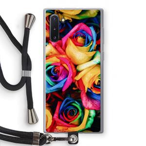 CaseCompany Neon bloemen: Samsung Galaxy Note 10 Transparant Hoesje met koord