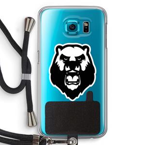 CaseCompany Angry Bear (white): Samsung Galaxy S6 Transparant Hoesje met koord