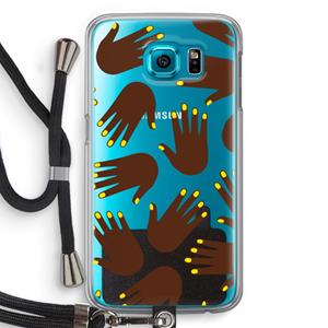 CaseCompany Hands dark: Samsung Galaxy S6 Transparant Hoesje met koord