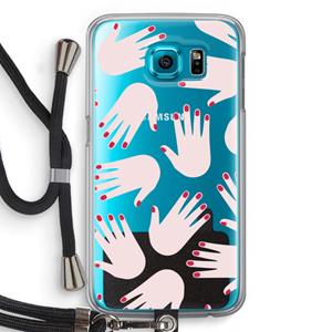CaseCompany Hands pink: Samsung Galaxy S6 Transparant Hoesje met koord