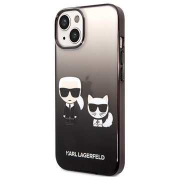 Karl Lagerfeld Gradient Karl & Choupette iPhone 14 Cover - Zwart