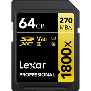 Lexar SDXC Professional 64GB 1800X UHS-II V60 Gold - 2pack