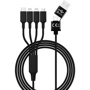 Smrter USB-laadkabel USB-A stekker, USB-C stekker, USB-micro-B 3.0 stekker, Apple Lightning stekker, Apple Lightning stekker 1.20 m Zwart _ELITE_L_BK