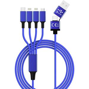 Smrter USB-laadkabel USB-A stekker, USB-C stekker, USB-micro-B 3.0 stekker, Apple Lightning stekker, Apple Lightning stekker 1.20 m Navy-blauw _ELITE_L_NB