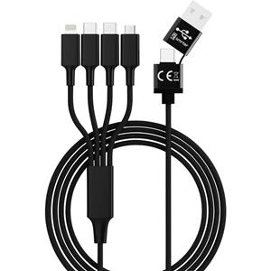 Smrter USB-laadkabel USB-A stekker, USB-C stekker, USB-C stekker, Apple Lightning stekker, USB-micro-B stekker 1.20 m Zwart SMRTER_ELITE_C_BK