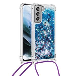 Lunso Backcover hoes met koord - Samsung Galaxy S21 FE - Glitter Blauw