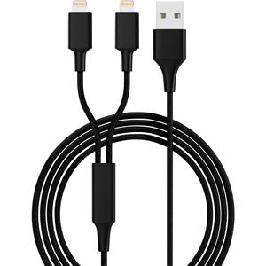 Smrter USB-laadkabel USB 2.0 USB-A stekker, Apple Lightning stekker 1.20 m Zwart _HYDRA_DUO_L_BK