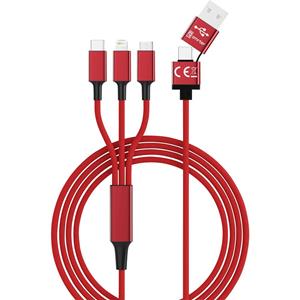 cololight SMRTER Hydra Ultra 5 in 1 Ladekabel USB-C Lightining Micro USB Kombi Ladekabel, rot