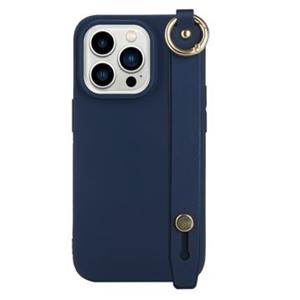 Candy Color iPhone 14 Pro TPU Case met draagriem - Donkerblauw