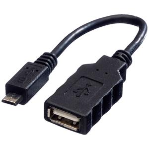 Roline USB-Kabel USB 2.0 USB-Micro-B Stecker, USB-A Buchse 0.15m Schwarz Geschirmt 11.02.8311