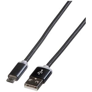 roline USB-Ladekabel USB 2.0 USB-A Stecker, USB-Micro-B Stecker 1.00m Schwarz Geschirmt 11.02.8318