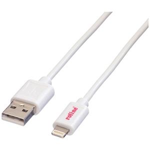 Roline USB-kabel USB 2.0 USB-A stekker, Apple Lightning stekker 1.00 m Wit Afgeschermd 11.02.8321