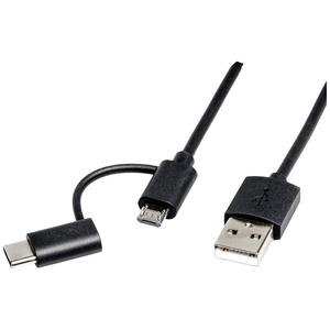 Roline USB-kabel USB 2.0 USB-A stekker, USB-C stekker, USB-micro-B stekker 1.00 m Zwart 11.02.8328