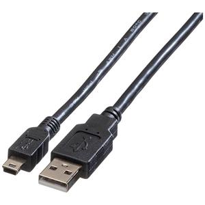 Roline USB-Kabel USB 2.0 USB-A Stecker, USB-Mini-A Stecker 0.80m Schwarz Geschirmt 11.02.8708