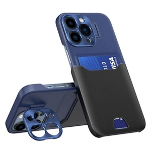 CamStand iPhone 14 Pro Cover met Creditcardvak - Zwart / Donkerblauw
