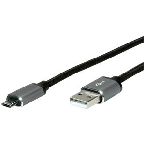 Roline USB-kabel USB 2.0 USB-A stekker, USB-micro-B stekker 1.80 m Zwart Afgeschermd 11.02.8771