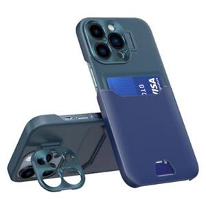 CamStand iPhone 14 Pro Cover met Creditcardvak - Donkergroen / Donkerblauw