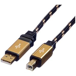 Roline USB-Kabel USB 2.0 USB-A Stecker, USB-B Stecker 1.80m Schwarz, Gold doppelt geschirmt, vergold