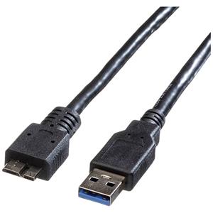 Roline USB-Kabel USB 3.2 Gen1 (USB 3.0 / USB 3.1 Gen1) USB-A Stecker, USB-Micro-B Stecker 0.80m Schw