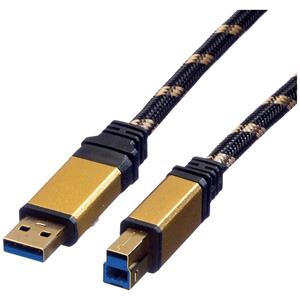 Roline USB-kabel USB 3.2 Gen1 (USB 3.0 / USB 3.1 Gen1) USB-A stekker, USB-B stekker 1.80 m Zwart, Goud Afgeschermd (dubbel), Vergulde steekcontacten 11.02.8902