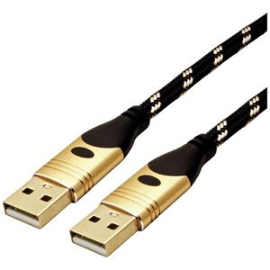 Roline USB-kabel USB 2.0 USB-A stekker 1.80 m Zwart, Goud Afgeschermd 11.02.8912