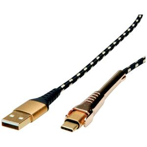 Roline USB-kabel USB 2.0 USB-A stekker, USB-C stekker 1.00 m Zwart, Goud Afgeschermd 11.02.8920