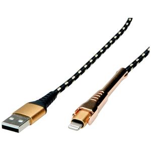 Roline USB-kabel USB 2.0 USB-A stekker, Apple Lightning stekker 1.00 m Zwart, Goud Afgeschermd 11.02.8923