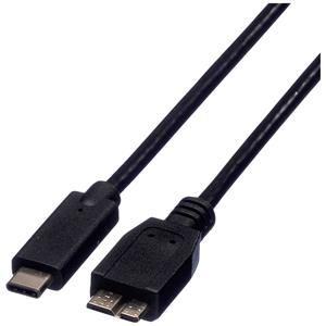 Roline USB-kabel USB 3.2 Gen1 (USB 3.0 / USB 3.1 Gen1) USB-C stekker, USB-micro-B stekker 0.50 m Zwart Afgeschermd 11.02.9005