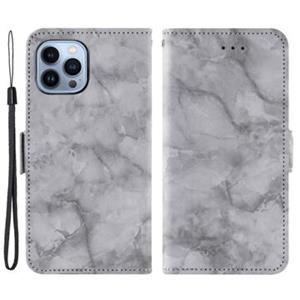 Marble Pattern iPhone 14 Pro Wallet Hoesje - Grijs
