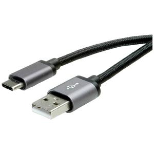 Roline USB-kabel USB 2.0 USB-C stekker, USB-A stekker 1.80 m Zwart Afgeschermd 11.02.9028