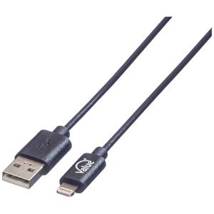 Value USB-Kabel USB 2.0 USB-A Stecker, Apple Lightning Stecker 1.80m Schwarz 11.99.8322